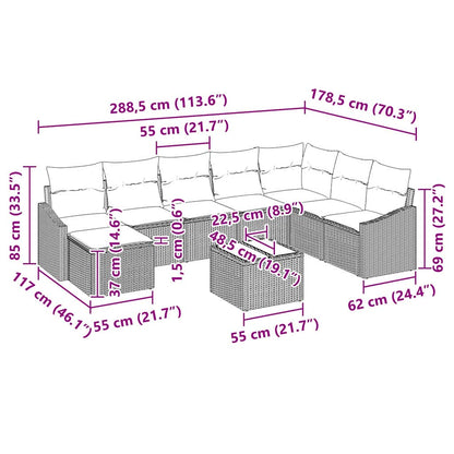 Set di divani 9 pz Nero polyrattan