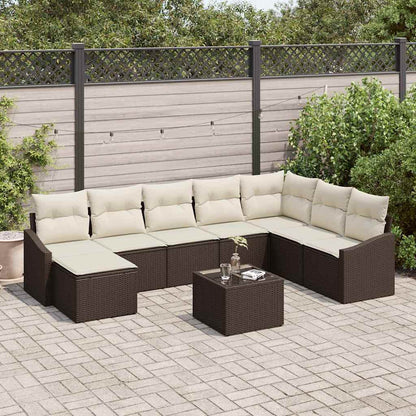 Set di divani con cuscino 9 pcs Marrone polyrattan | homemem39