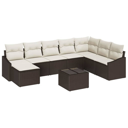 Set di divani con cuscino 9 pcs Marrone polyrattan | homemem39