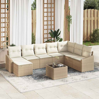 Set di divani con cuscino 9 pcs Beige polyrattan | homemem39