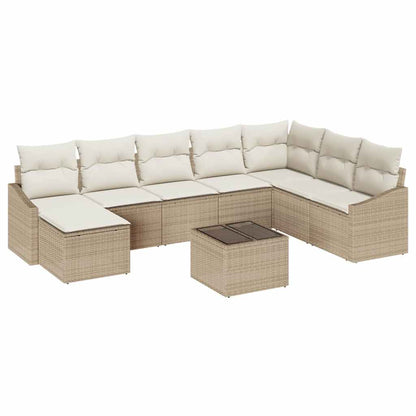 Set di divani con cuscino 9 pcs Beige polyrattan | homemem39