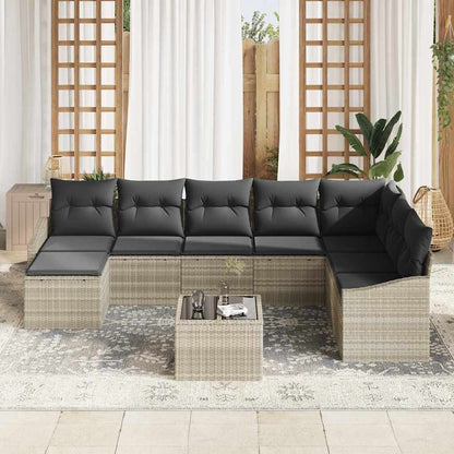 Set di divani con cuscino 9 pcs Grigio chiaro polyrattan | homemem39
