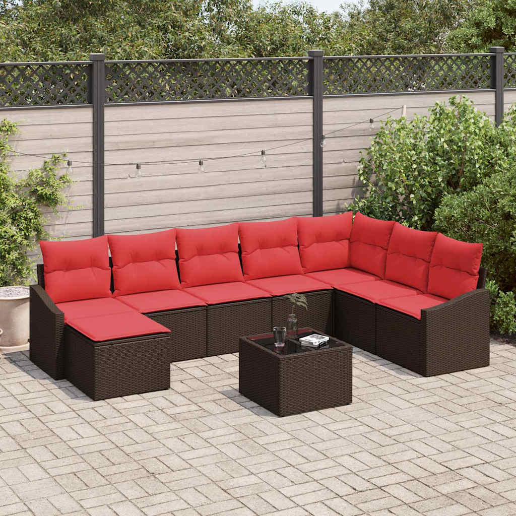 Set di divani 9 pz Marrone polyrattan | homemem39