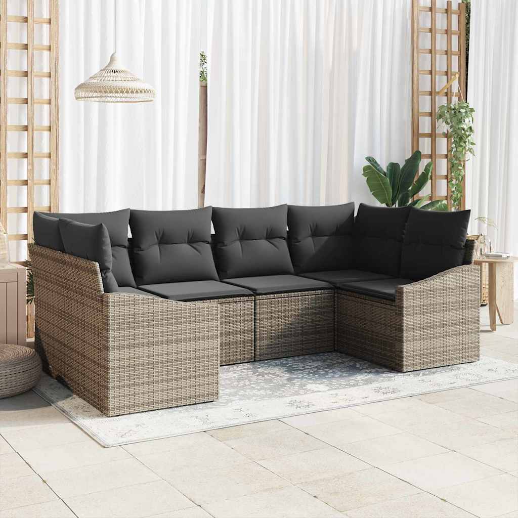 Set di divani con cuscino 6 pcs Grigio polyrattan | homemem39