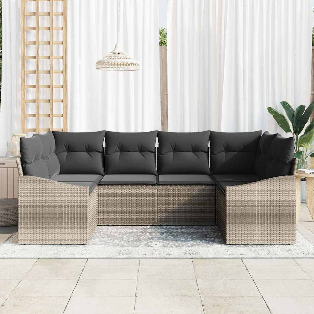 Set di divani con cuscino 6 pcs Grigio polyrattan | homemem39
