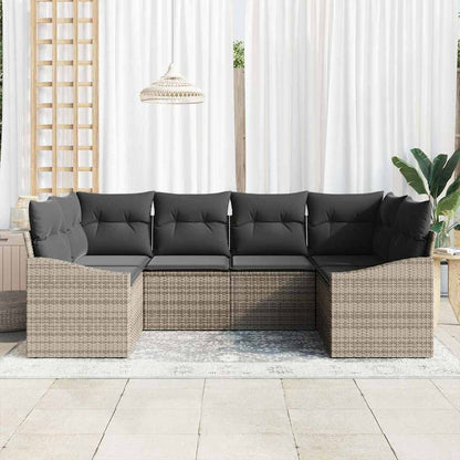 Set di divani con cuscino 6 pcs Grigio polyrattan | homemem39