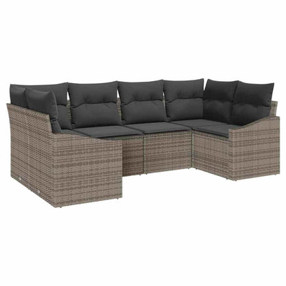 Set di divani con cuscino 6 pcs Grigio polyrattan | homemem39