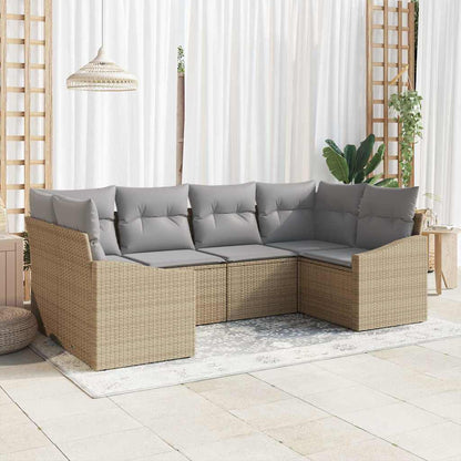 Set di divani con cuscino 6 pcs Beige polyrattan | homemem39
