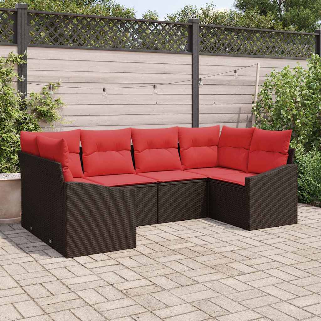 Set di divani 6 pz Marrone polyrattan | homemem39