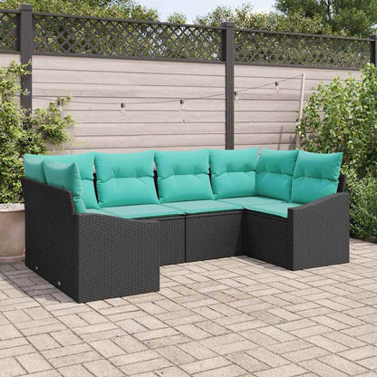 Set di divani con cuscino 6 pcs Nero polyrattan | homemem39