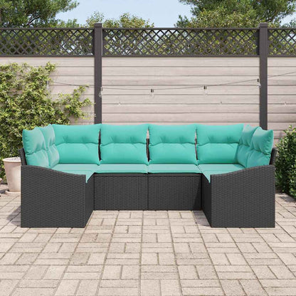 Set di divani con cuscino 6 pcs Nero polyrattan | homemem39