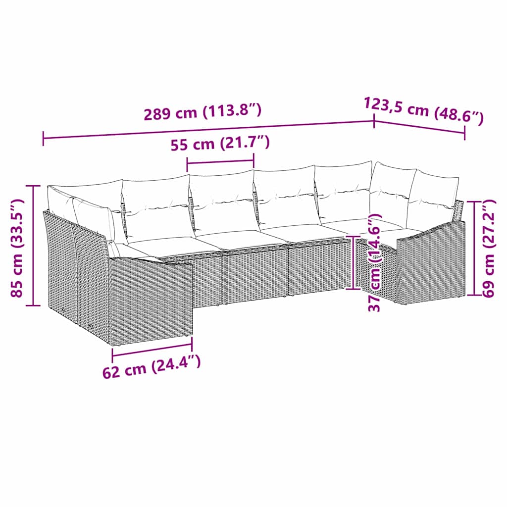 Set di divani con cuscino 7 pcs Marrone polyrattan | homemem39