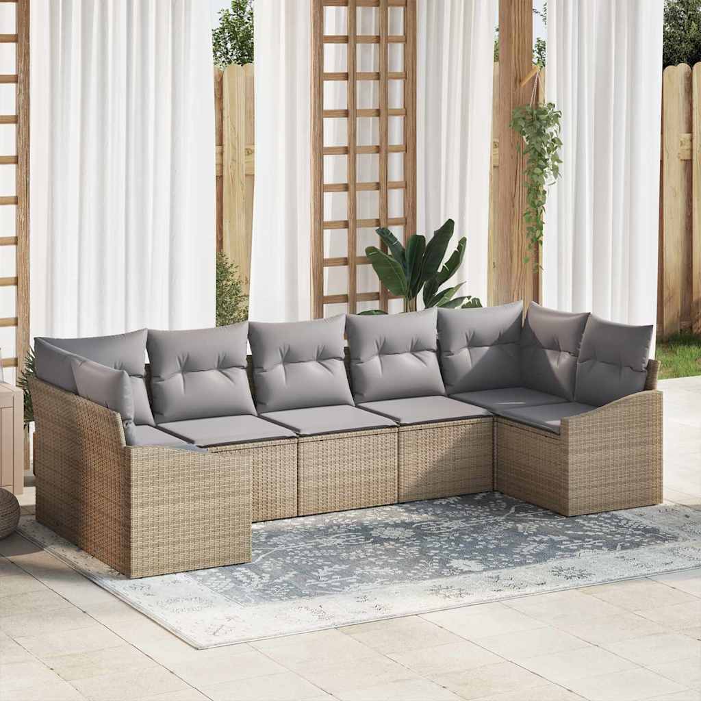 Set di divani 7 pz Beige polyrattan | homemem39