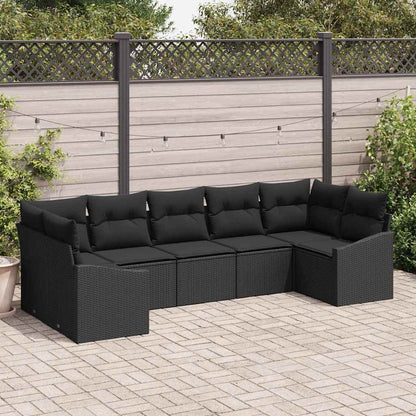 Set di divani con cuscino 7 pcs Nero polyrattan | homemem39