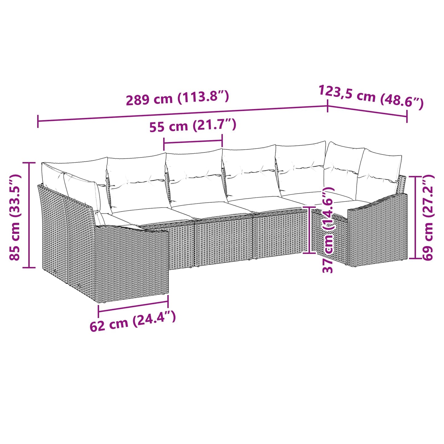 Set di divani 7 pz Marrone polyrattan | homemem39