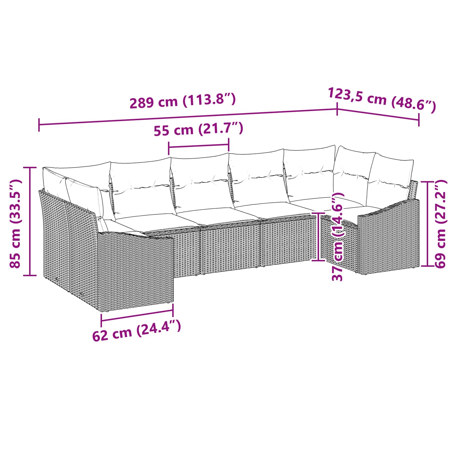 Set di divani 7 pz Marrone polyrattan | homemem39