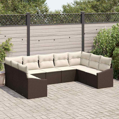 Set di divani con cuscino 9 pcs Marrone polyrattan | homemem39