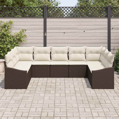 Set di divani con cuscino 9 pcs Marrone polyrattan | homemem39