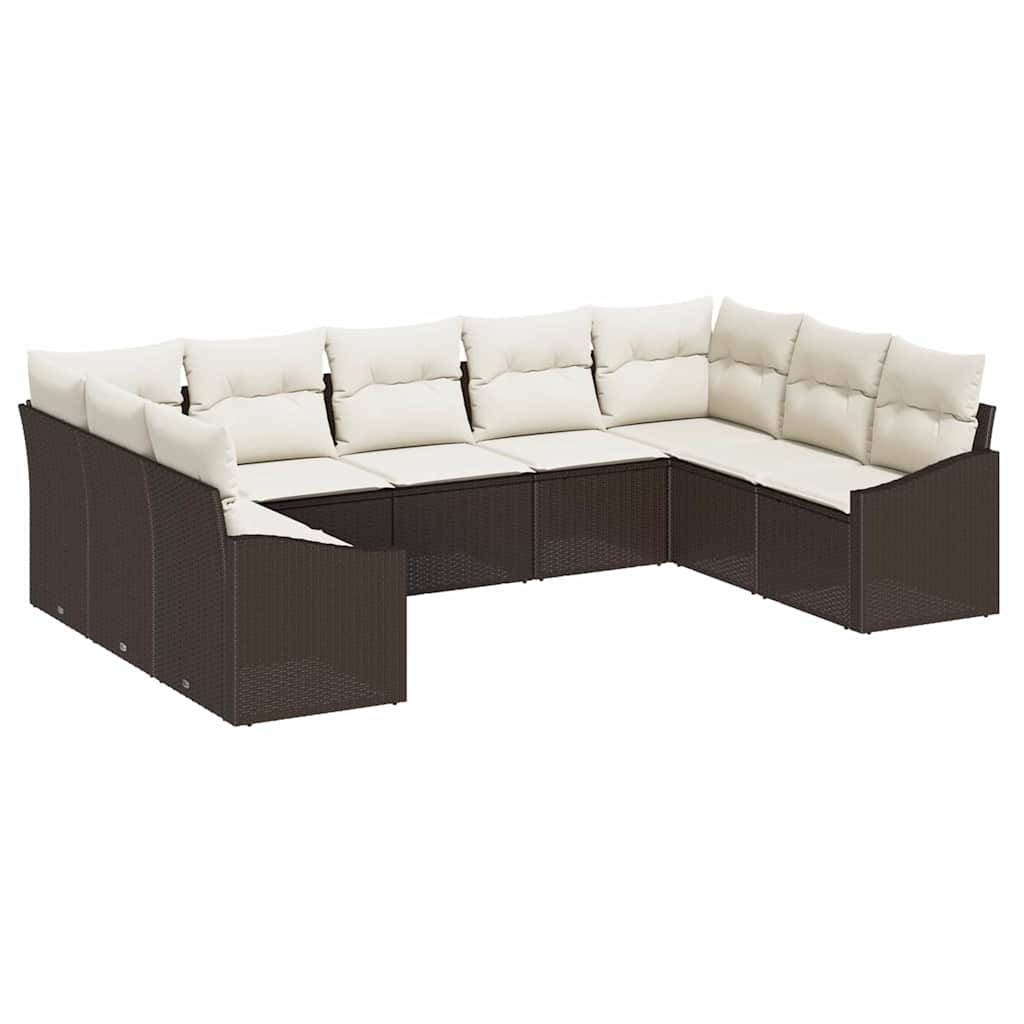 Set di divani con cuscino 9 pcs Marrone polyrattan | homemem39