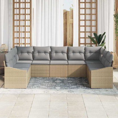 Set di divani con cuscino 9 pcs Beige polyrattan | homemem39