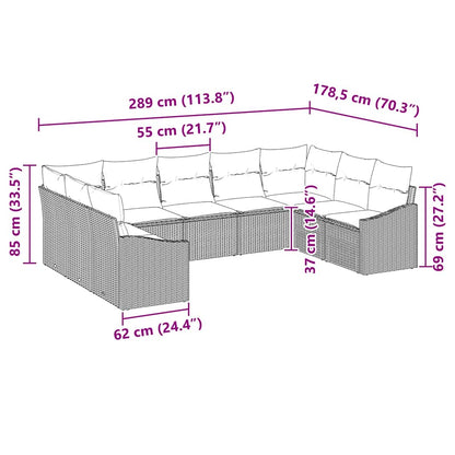 Set di divani con cuscino 9 pcs Grigio chiaro polyrattan | homemem39