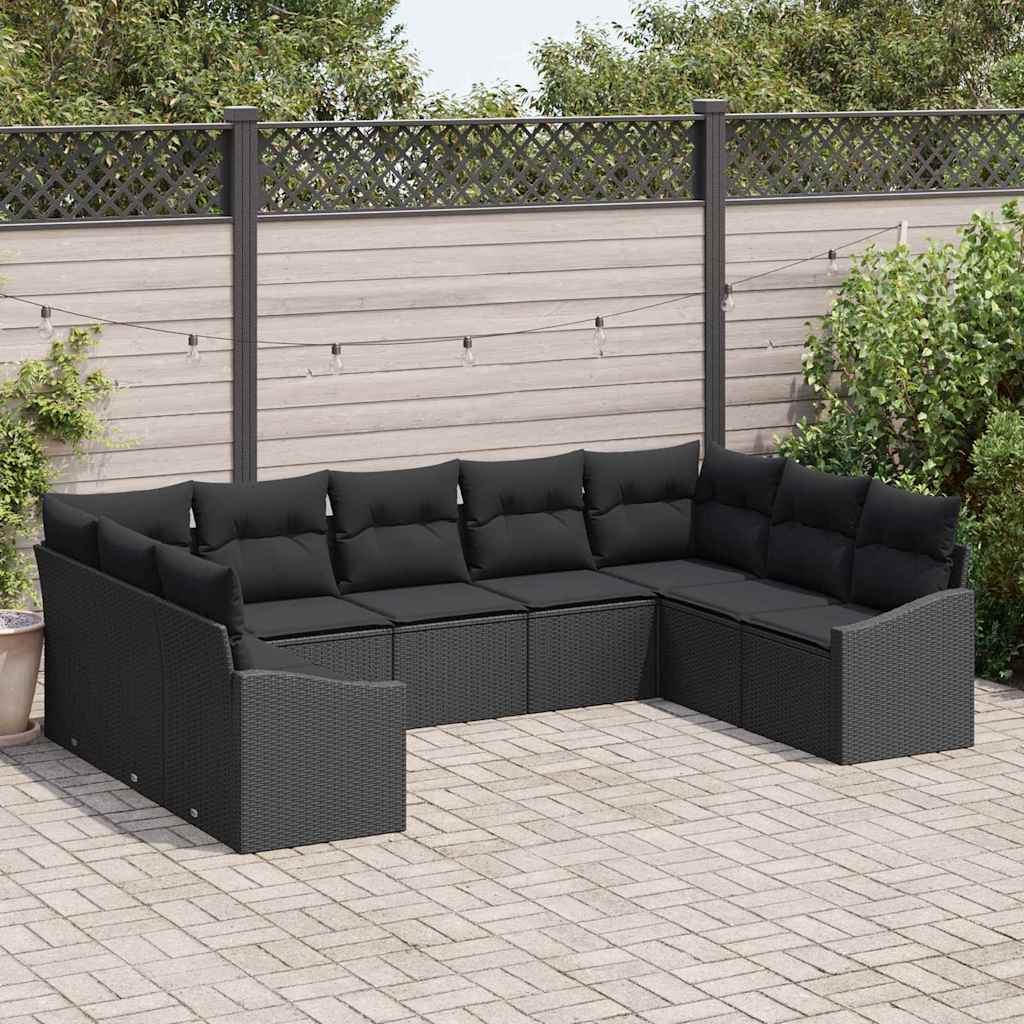 Set di divani 9 pz Nero polyrattan | homemem39