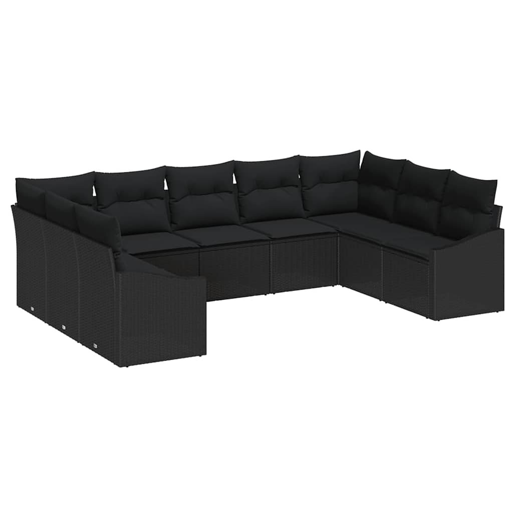 Set di divani 9 pz Nero polyrattan | homemem39