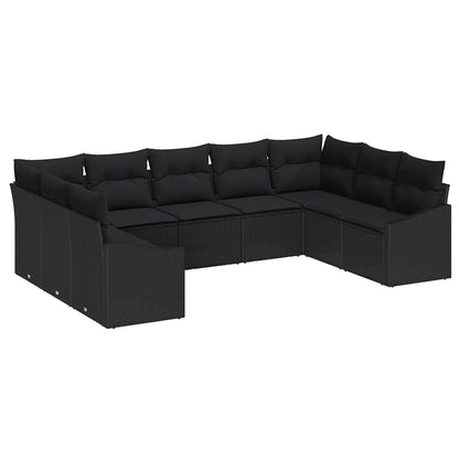 Set di divani 9 pz Nero polyrattan | homemem39