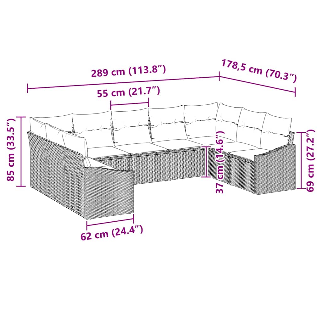 Set di divani 9 pz Nero polyrattan | homemem39