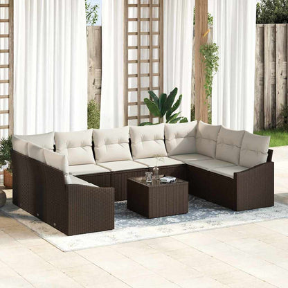 Set di divani con cuscino 10 pcs Marrone polyrattan | homemem39
