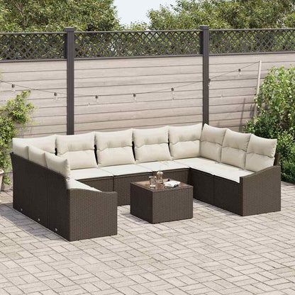 Set di divani con cuscino 10 pcs Marrone polyrattan | homemem39