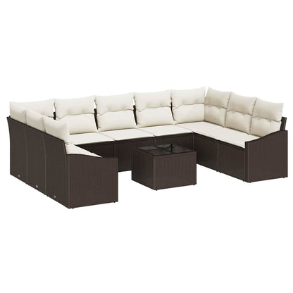 Set di divani con cuscino 10 pcs Marrone polyrattan | homemem39