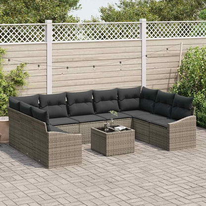 Set di divani con cuscino 10 pcs Grigio polyrattan | homemem39