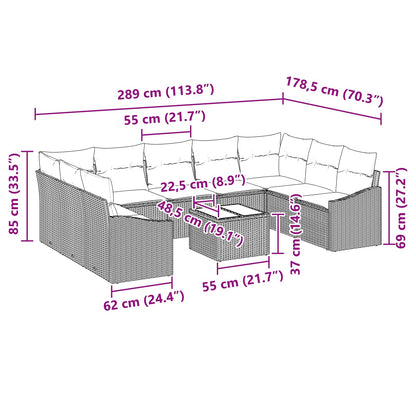 Set di divani 10 pz Marrone polyrattan | homemem39