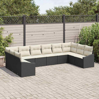 Set di divani con cuscino 10 pcs Nero polyrattan | homemem39