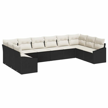 Set di divani con cuscino 10 pcs Nero polyrattan | homemem39