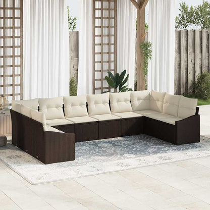 Set di divani con cuscino 10 pcs Marrone polyrattan | homemem39