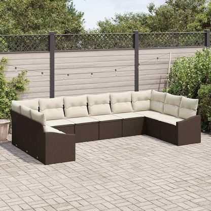 Set di divani con cuscino 10 pcs Marrone polyrattan | homemem39
