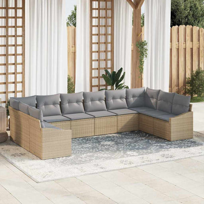 Set di divani con cuscino 10 pcs Beige polyrattan | homemem39
