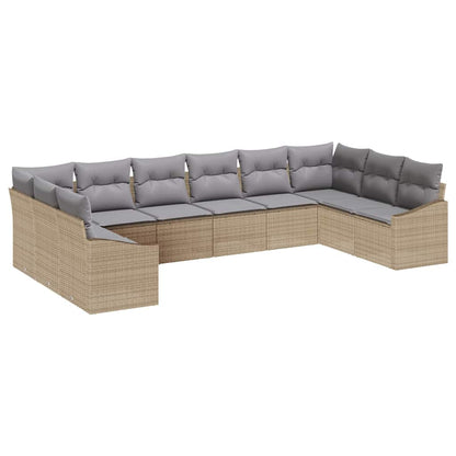 Set di divani con cuscino 10 pcs Beige polyrattan | homemem39