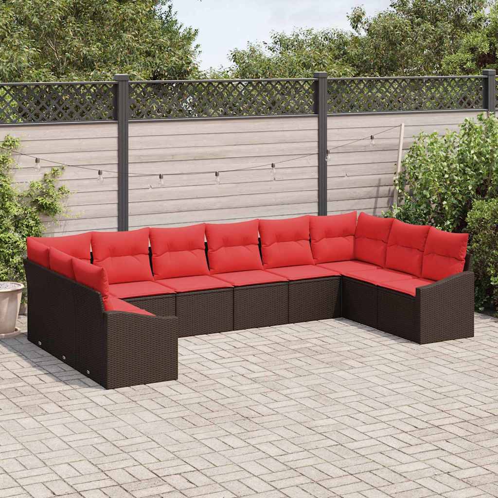 Set di divani 10 pz Marrone polyrattan | homemem39