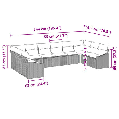 Set di divani con cuscino 10 pcs Nero polyrattan | homemem39