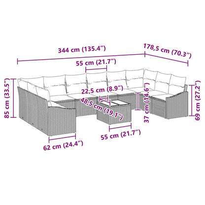 Set di divani con cuscino 11 pcs Nero polyrattan | homemem39