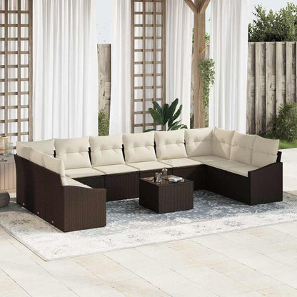 Set di divani con cuscino 11 pcs Marrone polyrattan | homemem39