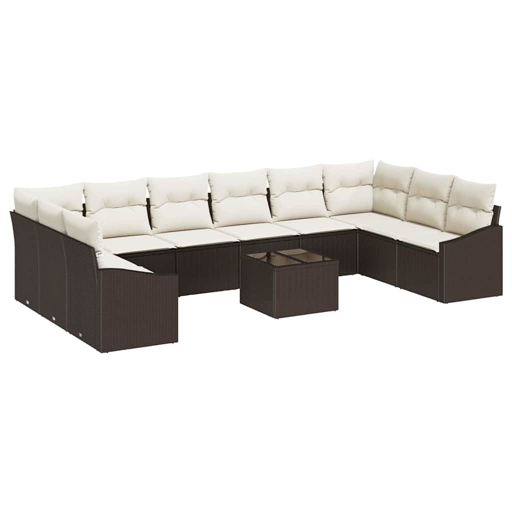 Set di divani con cuscino 11 pcs Marrone polyrattan | homemem39
