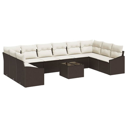 Set di divani con cuscino 11 pcs Marrone polyrattan | homemem39