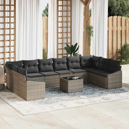 Set di divani con cuscino 11 pcs Grigio polyrattan | homemem39