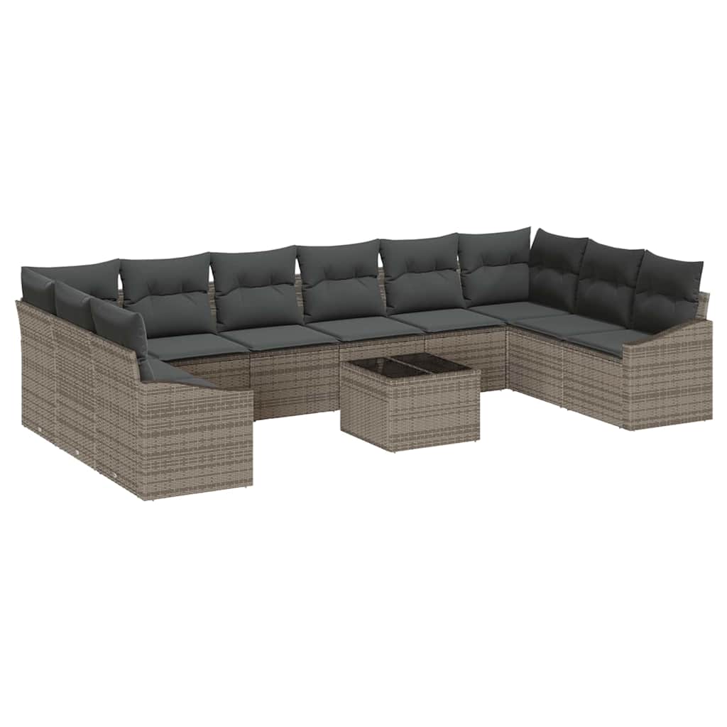 Set di divani con cuscino 11 pcs Grigio polyrattan | homemem39