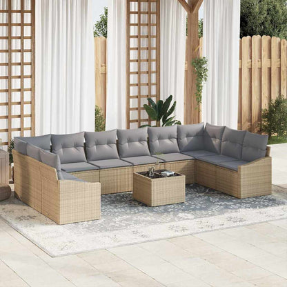 Set di divani con cuscino 11 pcs Beige polyrattan | homemem39