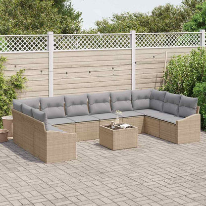 Set di divani con cuscino 11 pcs Beige polyrattan | homemem39